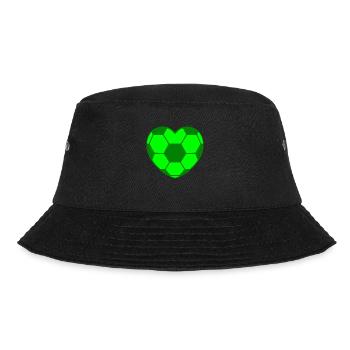 Fussballherz grün grünes Fußball Herz - Bucket Hat - Schwarz - Vorne - Lela (165cm)