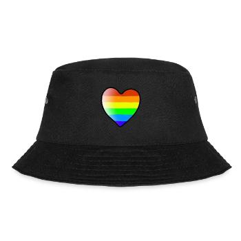 Regenbogen Herz bunt Geschenkidee LGBT - Bucket Hat - Schwarz - Vorne - Lela (165cm)