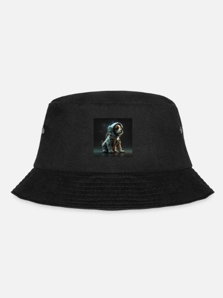 A CUTE PUPPY IN A SPACE SUIT - Bucket Hat - black