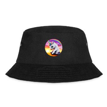 Einhorn traurig Regenbogen - Bucket Hat - Schwarz - Vorne - Lela (165cm)