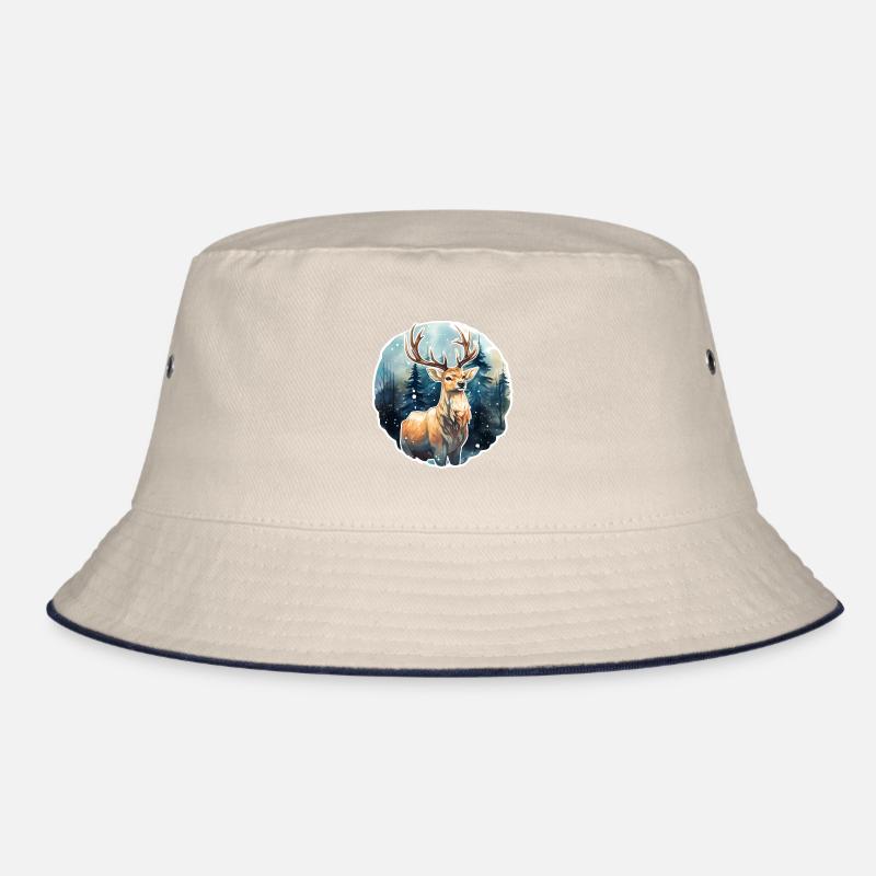 Hirsch im schneebedeckten Wald Bucket Hat