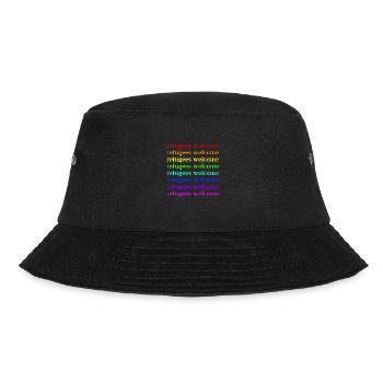 Refugees Welcome Geschenkidee - Bucket Hat - Schwarz - Vorne - Lela (165cm)