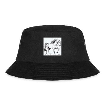 Pferd Pferde Pony Hengst Ross Gaul - Bucket Hat - Schwarz - Vorne - Lela (165cm)