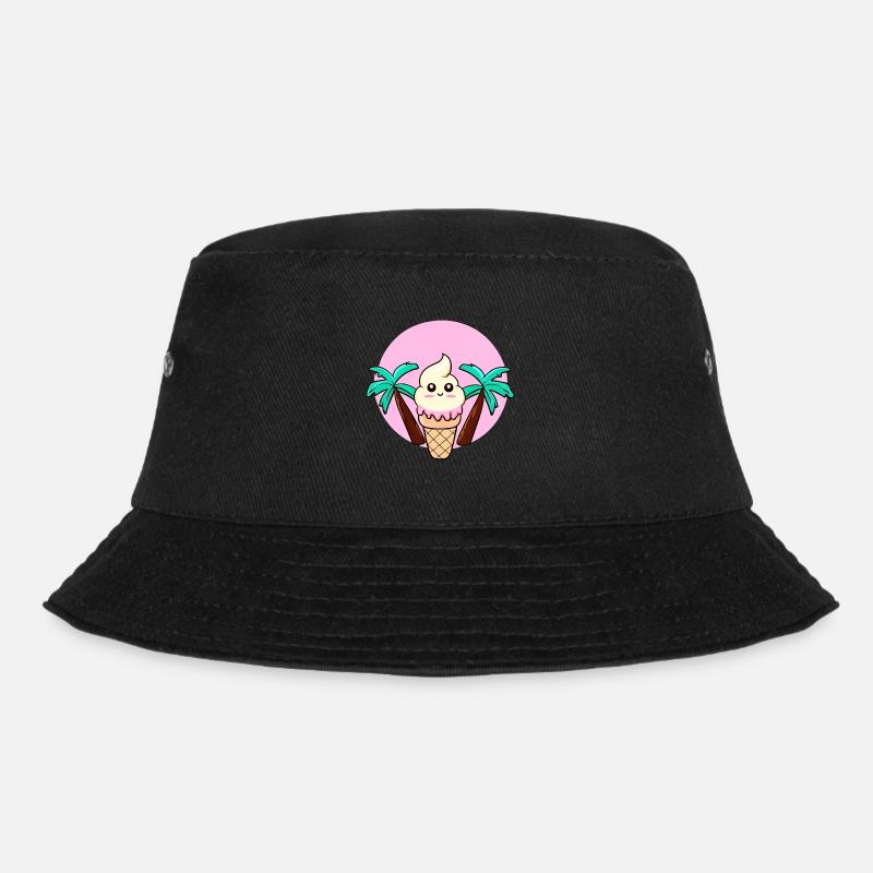 Softeis unter Palmen im Sonnenuntergang - Bucket Hat - Schwarz
