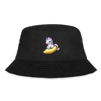 Einhorn auf Banane - Bucket Hat - Schwarz - Vorne - Lela (165cm)