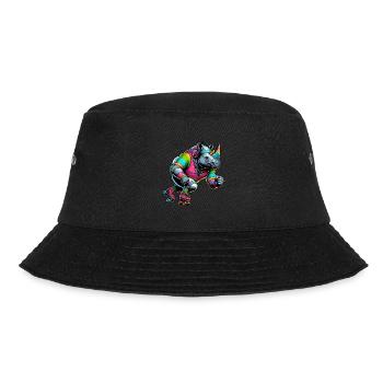 Farbenfrohe Illustration eines Nashorns - Bucket Hat - Schwarz - Vorne - Lela (165cm)