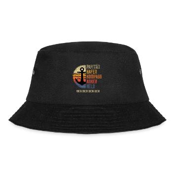 Papitän Anker Hafen Kompass Held Vater Papa Segeln - Bucket Hat - Schwarz - Vorne - Lela (165cm)