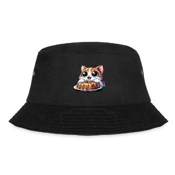 Lasagne-Liebende Katze - Bucket Hat - Schwarz - Vorne - Lela (165cm)