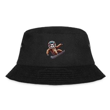 Süßes Faultier Snowboard Cartoon Wintersport - Bucket Hat - Schwarz - Vorne - Lela (165cm)