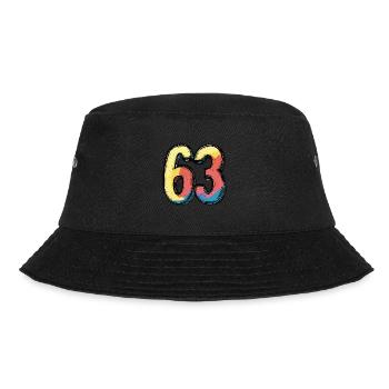 63 Zahl Bunt - Bucket Hat - Schwarz - Vorne - Lela (165cm)