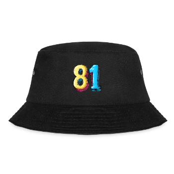 81 Zahl Bunt - Bucket Hat - Schwarz - Vorne - Lela (165cm)