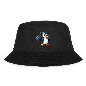 Cooler Cartoon Pinguin Karate Martial Arts - Bucket Hat - Schwarz - Vorne - Lela (165cm)
