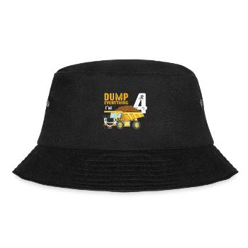 Bauwagen 4. Bday Boy 4 Vierjähriger - Bucket Hat - Schwarz - Vorne - Lela (165cm)