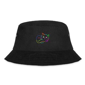 Regenbogen Katze bunt farbenfroh Kinder - Bucket Hat - Schwarz - Vorne - Lela (165cm)