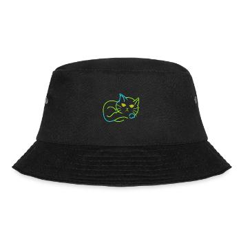 Vintage Katze Retro Stubentiger müde - Bucket Hat - Schwarz - Vorne - Lela (165cm)