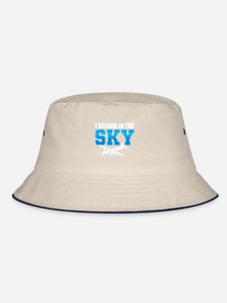 Lustiger Flugbegleiter Flugbegleiterin - Bucket Hat - Natur/Navy - Vorne