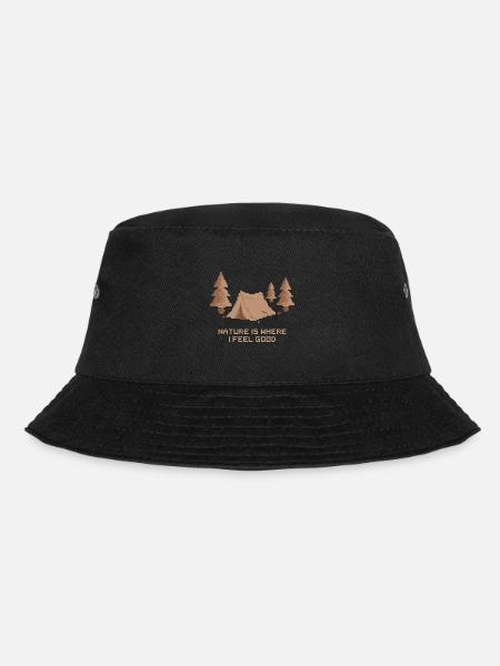 Die Natur ist der Ort, an dem ich mich wohlfühle - Camping Pixel Art - Bucket Hat - Schwarz