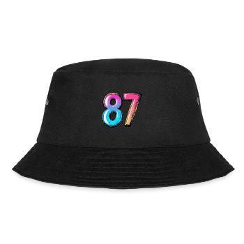 87 Zahl Bunt - Bucket Hat - Schwarz - Vorne - Lela (165cm)