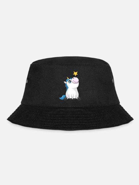 Süßes Comic Einhorn - Bucket Hat - Schwarz