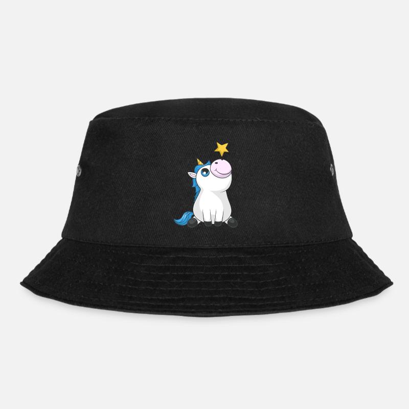Süßes Comic Einhorn - Bucket Hat - Schwarz