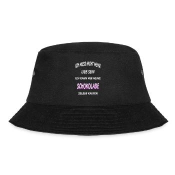 Schokolade cooler Spruch Geschenk Idee - Bucket Hat - Schwarz - Vorne - Lela (165cm)