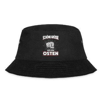 Schöne Grüße aus dem Osten: Starke Ossi Power - Bucket Hat - Schwarz - Vorne - Lela (165cm)