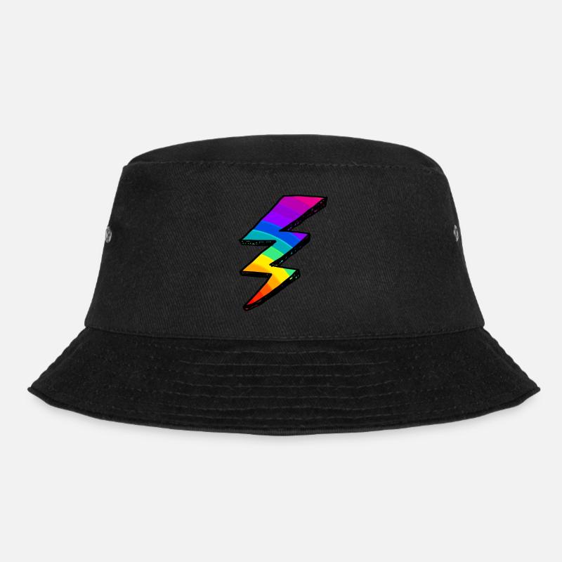 Colorful lightning Bolt. Rainbow - Bucket Hat - black