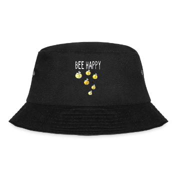 Bee Happy - Biene - Bienen - Hummel - Geschenk - Bucket Hat - Schwarz - Vorne - Lela (165cm)
