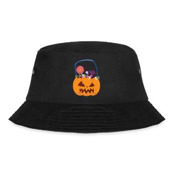 Kürbis mit Süßigkeiten - Bucket Hat - Schwarz - Vorne - Lela (165cm)