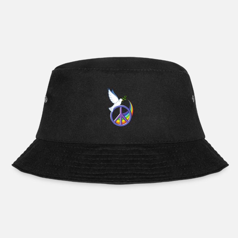 Friedenstaube Peacezeichen Frieden Regenbogen - Bucket Hat - Schwarz