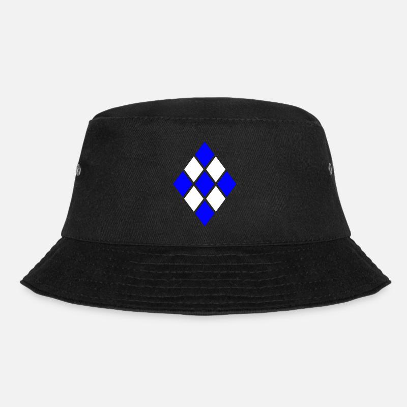 Raute Muster Blau Weiss - Bucket Hat - Schwarz