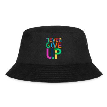 never give up - Bucket Hat - Schwarz - Vorne - Lela (165cm)