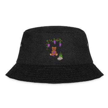 teddy bear with grapes - Bucket Hat - Schwarz - Vorne - Lela (165cm)