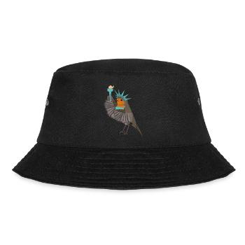 Rotkehlchen als Freiheitsstatue Lustiger Vogel - Bucket Hat - Schwarz - Vorne - Lela (165cm)
