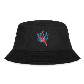 Roter Kardinal in blauen Blättern - Bucket Hat - Schwarz - Vorne - Lela (165cm)
