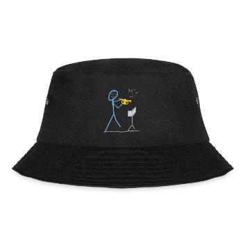 Trompete Musik Strichmännchen Spielt Melodie - Bucket Hat - Schwarz - Vorne - Lela (165cm)