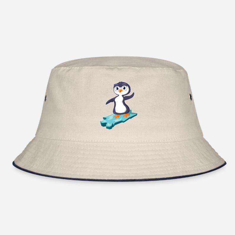 Pinguin surft auf einer Eisscholle Bucket Hat