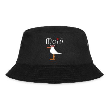 Moin Möwe Seemann Unisex Geschenkidee Geschenk - Bucket Hat - Schwarz - Vorne - Lela (165cm)