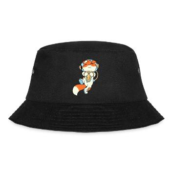 Süßer Cartoon Fuchs als Astronaut im Weltraum - Bucket Hat - Schwarz - Vorne - Lela (165cm)