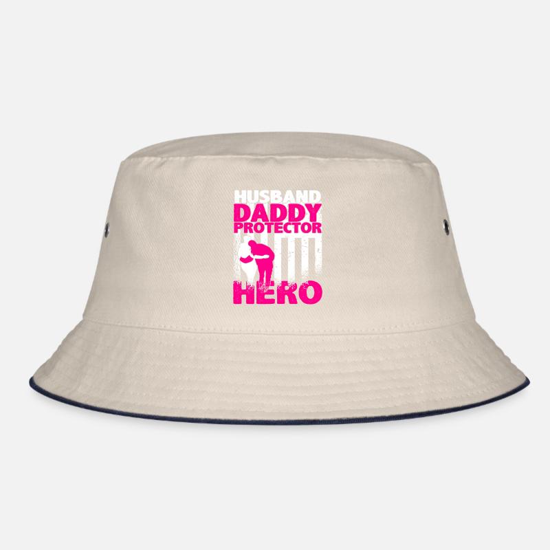 Husband Daddy Protector Hero US Flag Veteran Bucket Hat