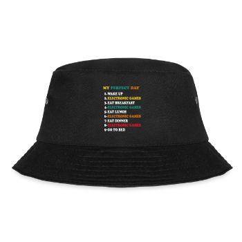 My Perfect Day Wake Up Video Game Player Gaming Ga - Bucket Hat - Schwarz - Vorne - Lela (165cm)