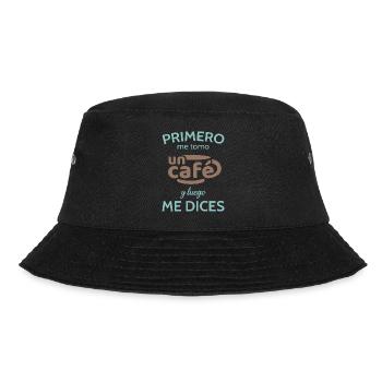 Zuerst trinke ich einen Kaffee - Bucket Hat - Schwarz - Vorne - Lela (165cm)