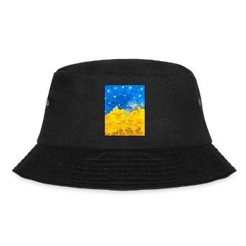 Stiefmütterchen. Bild von Blumen. Flagge der Ukraine. UA Kunst - Bucket Hat - Schwarz - Vorne - Lela (165cm)