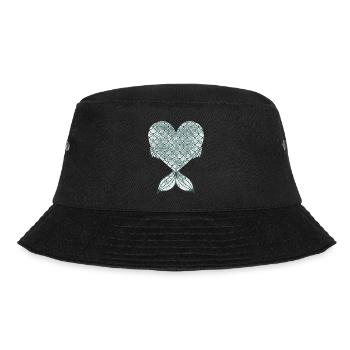 Fischherz-Design für Fisch-Fans - Bucket Hat - Schwarz - Vorne - Lela (165cm)