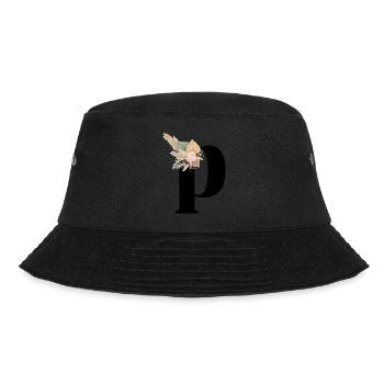 Buchstabe P blumig - Bucket Hat - Schwarz - Vorne - Lela (165cm)