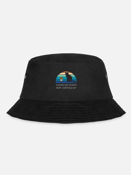 Cat Lover Shirt GUTER TAG BEGINNT MIT Kaffee & Katze - Bucket Hat - Schwarz