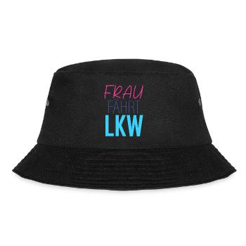 Frau fährt LKW - Bucket Hat - Schwarz - Vorne - Lela (165cm)