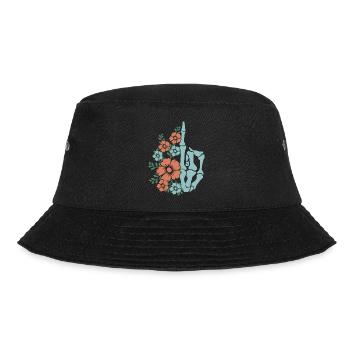 Floral Skeleton Hand Illustration - Bucket Hat - black - Front - Lela (165cm)