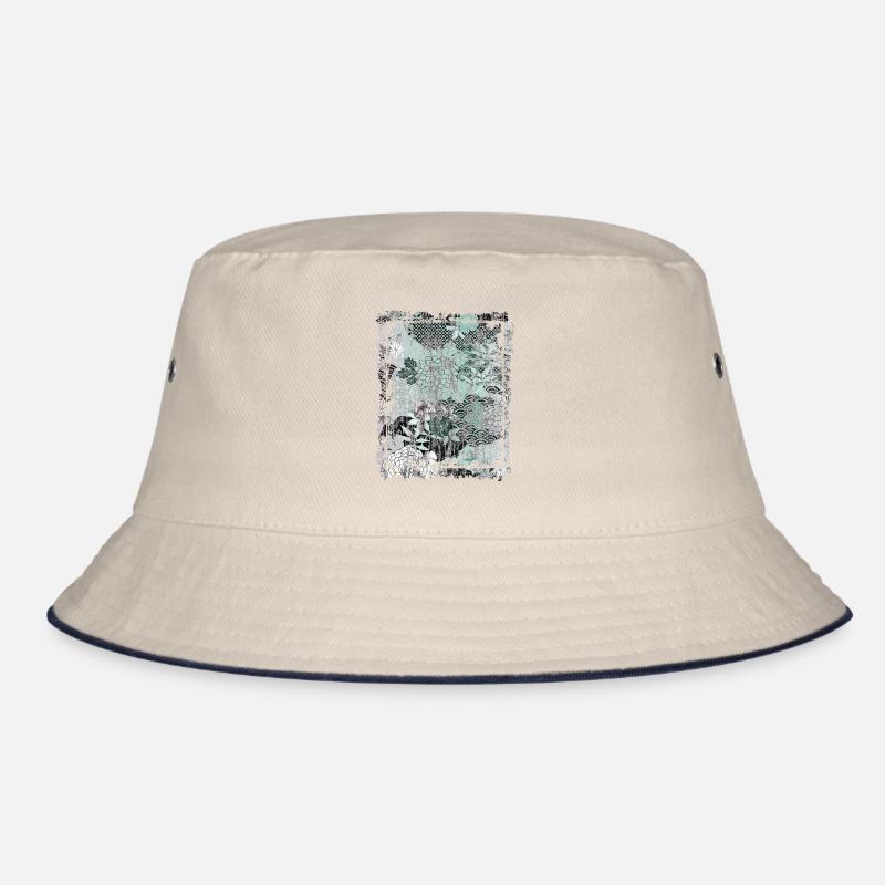 Japanese Floral Pattern Chrysanthemum Cherry Bucket Hat