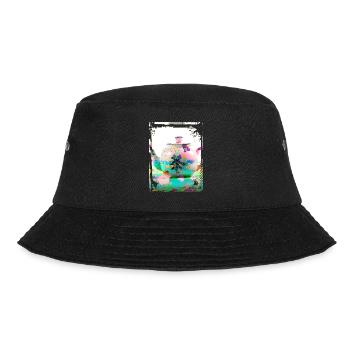 Japan Tea Pot Floral Pattern Chrysanthemum Cherry - Bucket Hat - black - Front - Lela (165cm)